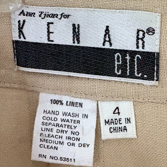 Ann Tijuan for Kenar etc. 100% Linen, Beige Pants, Size 4. NWOT - Picture 2 of 6